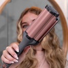 image:imageHairitage 3 Barrel Curling Iron for Beach Waves and Curls  Ceramic Tourmaline Crimping Iron  Hair Waver for Mermaid Waves  Pink Barrel Curling Iron  Reduce Frizz  Increase Shine  All Hair Types