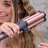 image:imageHairitage 3 Barrel Curling Iron for Beach Waves and Curls  Ceramic Tourmaline Crimping Iron  Hair Waver for Mermaid Waves  Pink Barrel Curling Iron  Reduce Frizz  Increase Shine  All Hair Types
