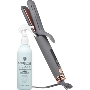 image:imageHairitage Ceramic Tourmaline 2in1 Flat Iron Hair Straightener Curling Iron  1 14 Inch  Airflow Styler  Heat Protectant Spray  Curved Edges  Curling  Straightening  420 Degree Heat ProtectionGo With The Flow 2in1 Styler  Play it Cool Heat Protectant