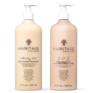 image:imageHairitage Gentle Daily Moisture Shampoo and Conditioner Set  Split End  Bond Strengthening for Dry Damaged Hair with Jojoba Oil  AntiFrizz and Color Safe  Cherry  Amber Scent 21oz 2pack21 Ounce Pack of 2