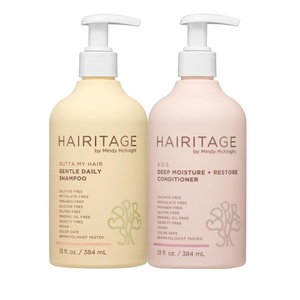 image:imageHairitage Gentle Daily Moisture Shampoo and Conditioner Set  Split End  Bond Strengthening for Dry Damaged Hair with Jojoba Oil  AntiFrizz and Color Safe  Cherry  Amber Scent 13oz 2pack
