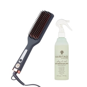 image:imageHairitage Heated Ceramic Straightening Brush for Blowouts  Volumizing  Straightening  AntiFrizz Blow Dry Brush for Smooth Shiny Hair  One Step Ceramic Tourmaline Hot Styling Brush All Hair TypesHeated Brush  Heat Protectant